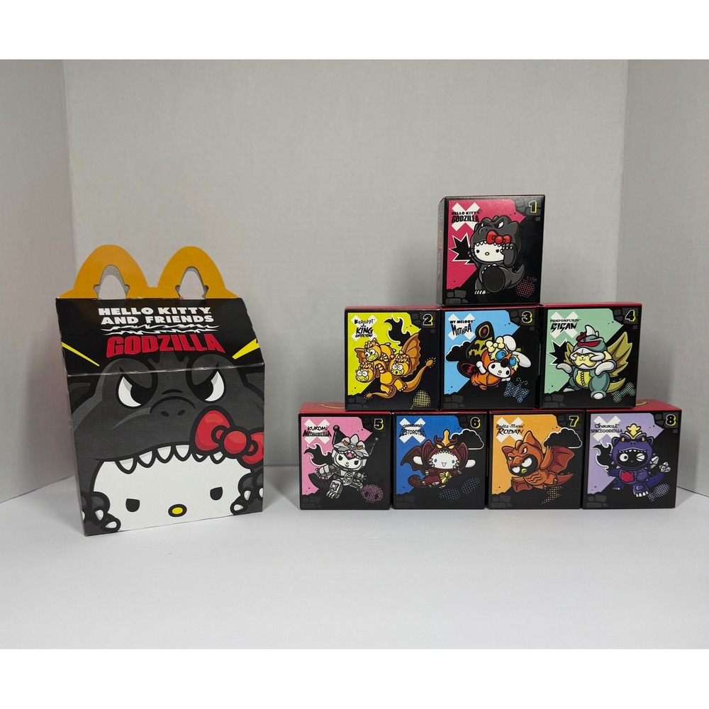 McDonalds Hello Kitty x Godzilla Happy Meal Toys Full Set of 8 2026 Sanrio Kaiju